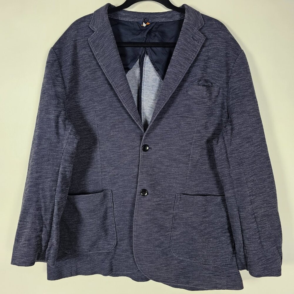 Good Man Brand Unstructured Cotton Mens 2XL Long Sleeve Blue Button Jacket